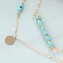 Yfe Fashion Necklace Turquoise Leaf Pendent Choker Necklace Gold Layered Necklaces for Women and Girls Boho Jewelry