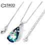 T400 Jewelers Tree of Life Leaves Waterdrop Necklace with Blue/Purle Crystal Jewelry for Women Birthday Gift