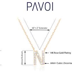 PAVOI 14K Yellow Gold Plated Cubic Zirconia Initial Necklace | Letter Necklaces for Women