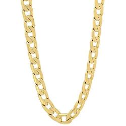 The Bling Factory 6mm-11mm 14k Yellow Gold Plated Flat Cuban Link Curb Chain Necklace or Bracelet