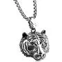 Fusamk Punk Rock Titanium Steel Animal Tiger Head Pendant Chain Necklace Fusamk Punk Rock Titanium Steel Animal Tiger Head Pendant Chain Necklace