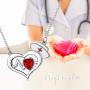AOBOCO Nurse Necklace Sterling Silver Nurse Hat Charm with EKG Heartbeat Heart Necklace for Nurse Doctor Medical Student, Crystal from Austria