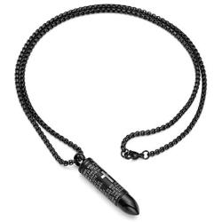 Sunligoo Mens Urn Ashes Necklace Stainless Steel Bullet Pendant Necklaces for Cremation Memorial Keepsakes