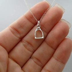 FashionJunkie4Life Sterling Silver Saddle Stirrup Charm Necklace, 18'' Chain