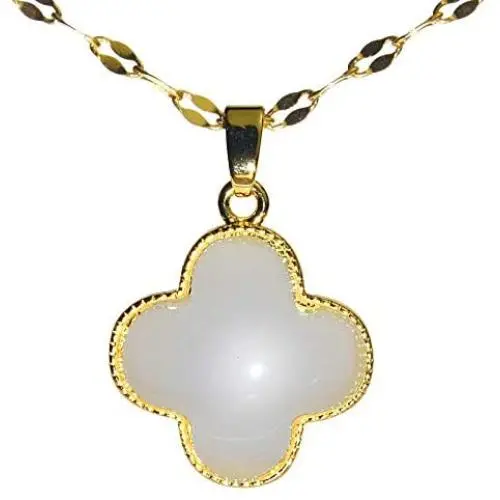 White Lucky Four Leaf Clovers Necklace Fashion Necklace for Ladies 18K Gold Filled Pendant Necklace, 18'' Suitable for Parties/Anniversaries/Birthday Presents/Valentines Day/Thanksgiving Day White Lucky Four Leaf Clovers Necklace Fashion Necklace for Ladies 18K Gold Filled Pendant Necklace, 18'' Suitable for Parties/Anniversaries/Birthday Presents/Valentines Day/Thanksgiving Day