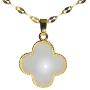 White Lucky Four Leaf Clovers Necklace Fashion Necklace for Ladies 18K Gold Filled Pendant Necklace, 18'' Suitable for Parties/Anniversaries/Birthday Presents/Valentines Day/Thanksgiving Day