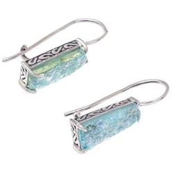 NOVICA .925 Sterling Silver Glass Drop Earrings, Roman Towers