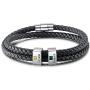 Personalized Men Black Braid 2-5 Names Bracelet Custom Made with Charm Beads Family Inspirational Jewelry Gift for Dad Boyfriend