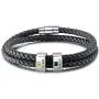 Personalized Men Black Braid 2-5 Names Bracelet Custom Made with Charm Beads Family Inspirational Jewelry Gift for Dad Boyfriend