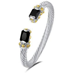 UNY Designer Inspired Jewelry Radiant CZ Cable Wire Antique Bangle Elegant Beautiful