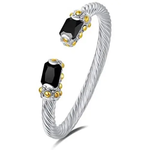 UNY Designer Inspired Jewelry Radiant CZ Cable Wire Antique Bangle Elegant Beautiful UNY Designer Inspired Jewelry Radiant CZ Cable Wire Antique Bangle Elegant Beautiful
