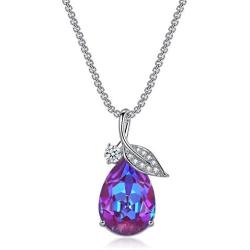 Step Forward Teardrop Pendant Necklace with Swarovski Crystals Dainty Jewelry Leaf Pendants Necklaces Gift for Women Mom Girlfriend Daughter Birthday Party Anniversary