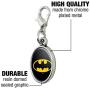 GRAPHICS & MORE Batman Classic Bat Shield Logo Antiqued Bracelet Pendant Zipper Pull Oval Charm with Lobster Clasp
