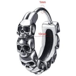 Gothic Skull Hoop Earring Small Stainless Steel Punk Rock huggie Earrings for Men Vintage Jewelry