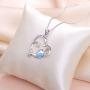 Sterling Silver Rainbow Unicorn Necklace Puppy Cat Paw Horse Narwhal Animal Pendant Necklace for Women Daughter Girls