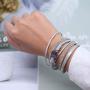 FANCY SHINY Boho Wrap Bracelets Leather Cuff Bracelet Bohemian Jewelry Crystal Charms Magnetic Clasp for Women, 15.3''