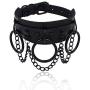 Gothic Jewelry-Adjustable Leather Choker Goth Necklace for Women-PU O Shape Punk Rock Black Soft Collar Chain Choker Cosplayer