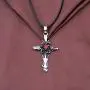 KUIYAI Red Stone Vampire Cross Necklace The Vampire Jewelry Dark Jewelry Vampire Sacred Heart Cross Necklace