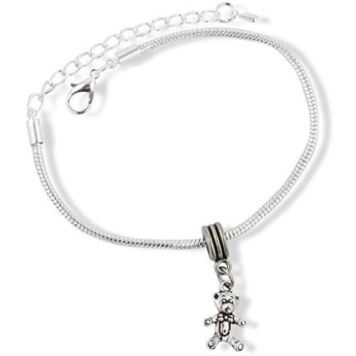 Teddy Bear Bracelet | Stainless Steel Snake Chain Charm Bracelet
