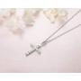 Carleen Yellow Gold Plated Sterling Silver Cubic Zirconia CZ Simulated Diamond Cross Crucifix Pendant Necklace Jewelry for Women Girls, 18'' Silver Chain Nice Gifts Jewelry Box