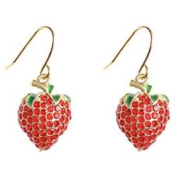 Cute Red Strawberry Dangle Earrings Sweet Fruit 3D Strawberry Drop Earrings for Woman Girl Teens