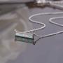 CiNily Thin Bar Necklace White Gold Plated Opal Pendant Necklace for Women Girls