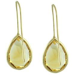 Carillon Stunning Citrine Natural Gemstone Pear Shape Drop Dangle Engagement Earrings 925 Sterling Silver Jewelry | Yellow Gold Plated