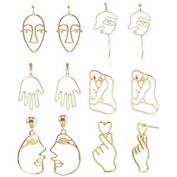 Mrotrida Abstract Human Face Earrings Fashion Alloy Eyes Lips Hand Dangle Earrings Unique Big Earrings for Womens Party