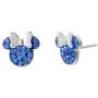 Disney Minnie Mouse Birthstone Jewelry for Women and Girls, Sterling Silver Pave Crystal Stud Earrings