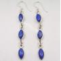 SilverStarJewel 925 Sterling Silver Genuine Lapis Lazuli Earrings 2.6'' Gemstone Jewelry