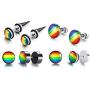 VNOX 4 Pairs Gay Lesbian Pride Rainbow Ear Round Hoop Stud Earring for Gay & Lesbian Pride