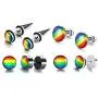 VNOX 4 Pairs Gay Lesbian Pride Rainbow Ear Round Hoop Stud Earring for Gay & Lesbian Pride VNOX 4 Pairs Gay Lesbian Pride Rainbow Ear Round Hoop Stud Earring for Gay & Lesbian Pride