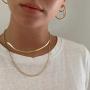 MONACHASE 18K Gold Plating Herringbone Chain Necklace For Women Gold Choker Necklace Fashion Simple Necklace Stainless Steel Chain Necklace Women Jewelry Gifts For Her