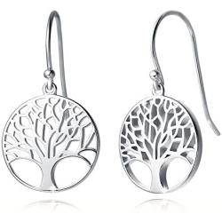 Agvana Sterling Silver Tree of Life Earrings Mothers Day Gifts for Mom Family Tree Dangle Drop Earrings Anniversary Jewelry Birthday Gifts for Women Girls Wife Lover Grandma Her, Diameter 0.6”