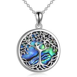 Sterling Silver Abalone Shell Tree of Life Gymnastist Necklace Gifts Gymnast Pendant Jewelry Gymnastics Inspirational Team Gifts for Gymnast Women