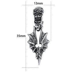 Cool Skull Devil Bone Drop Earring Studs Surgical Steel Crystal Dangle Earrings for Sensitive Ear Men Boy
