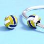 Sport Volleyball Charm with Yellow &White& Blue Enamel 925 Sterling Silver Charm Beads for Fashion Charms Bracelet & Necklace