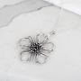 PZ Paz Creations 925 Sterling Silver Flower Necklace For Women Girls | Pendant With 18'' Rolo Chain | Open Work Bohemian Design Jewelry | Hypoallergenic