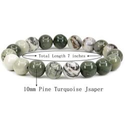 Amandastone Gem Semi Precious Gemstone 10mm Round Crystal Beads Stretch Bracelet 7 Inch Unisex