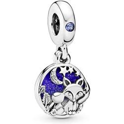 Pandora Jewelry Fox and Rabbit Dangle Cubic Zirconia Charm in Sterling Silver
