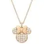 Disney Minnie Mouse Jewelry for Women, Pink Gold Plated Sterling Silver Cubic Zirconia Necklace, 18'' Chain Disney Minnie Mouse Jewelry for Women, Pink Gold Plated Sterling Silver Cubic Zirconia Necklace, 18'' Chain