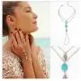 Olbye Turquoise Finger Ring Bracelet Dainty Silver Flower Harness Bangle Chain Everyday Bracelet Jewelry Gift for Women and Girls