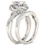 JEULIA Halo Solitaire Engagement Rings for Women Sterling Silver Floral Flower Rings Rose Gold Plated Diamond Ring Round Cut Bridal Ring Set Anniversary Promise Rings for Her
