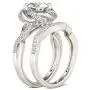 JEULIA Halo Solitaire Engagement Rings for Women Sterling Silver Floral Flower Rings Rose Gold Plated Diamond Ring Round Cut Bridal Ring Set Anniversary Promise Rings for Her