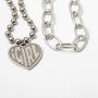 Fashion Tiered iGirl Heart Pendant Paperclip Chain Necklace Lovely Double Side Cat Alphabet Letters Collar Necklace Stainless Steel Female Symbol Gothic Streetwear Jewelry Gift