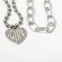 Fashion Tiered iGirl Heart Pendant Paperclip Chain Necklace Lovely Double Side Cat Alphabet Letters Collar Necklace Stainless Steel Female Symbol Gothic Streetwear Jewelry Gift