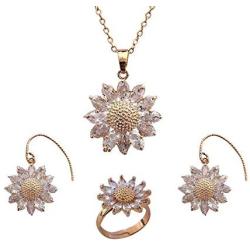 Amvie Sunflower Jewelry Sets for Women Flower Gold Necklace and Earrings Sets for Girls Sunflower Gifts for Women/Mom/Wife/Sister/Wedding/Bridal