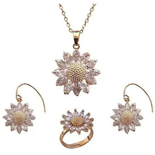 Amvie Sunflower Jewelry Sets for Women Flower Gold Necklace and Earrings Sets for Girls Sunflower Gifts for Women/Mom/Wife/Sister/Wedding/Bridal Amvie Sunflower Jewelry Sets for Women Flower Gold Necklace and Earrings Sets for Girls Sunflower Gifts for Women/Mom/Wife/Sister/Wedding/Bridal