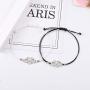 SUNSH 2Pcs Pinky Promise Heart Infinity Bracelet for Couple Women Teen Girl Boy Adjustable Black/White String with Wish Card Lover Beat Friend Family Husband Wife Boyfriend Girlfriend Friendship Gifts