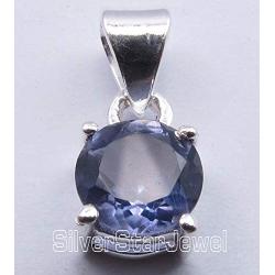 SilverStarJewel Iolite Pendant 1.5 cm 925 Sterling Silver Classic Gift Jewelery